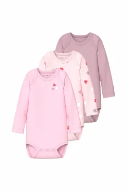 Name it baby Bodyer NbfBodyLS Heart 3-pak^Børn Bodies