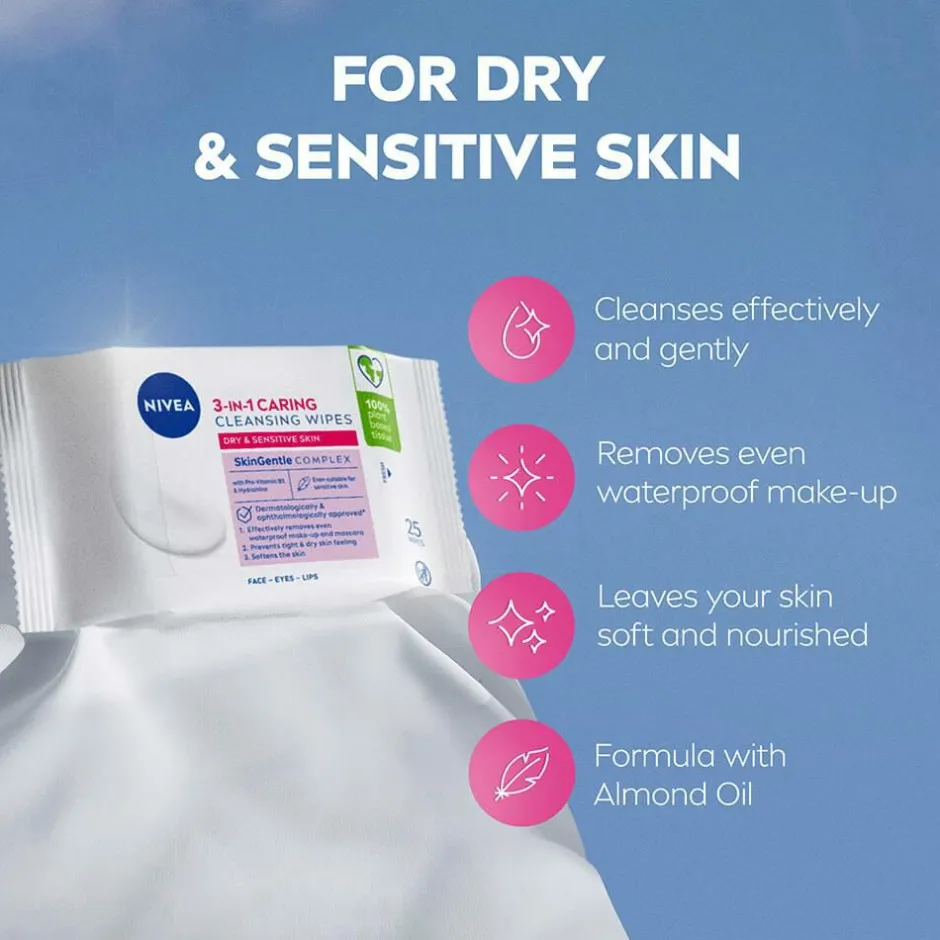 Nivea Ansigtsservietter Gentle Cleansing Wipes 25 stk.^ Ansigtspleje
