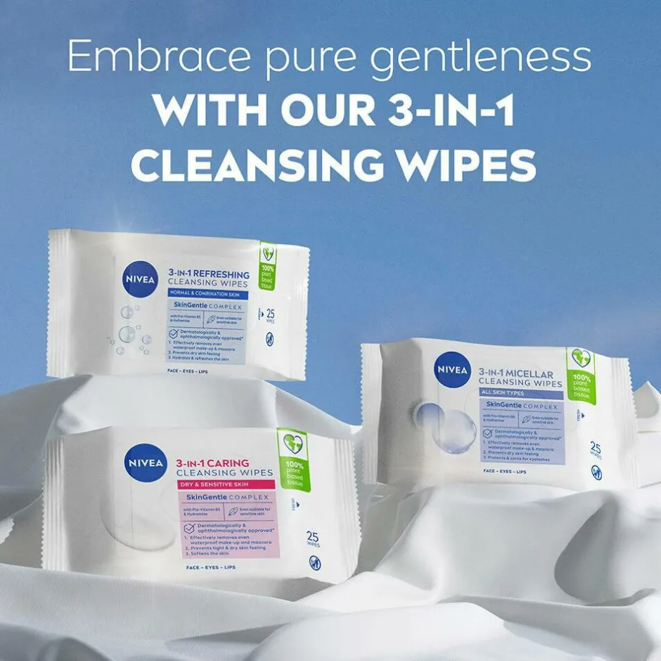 Nivea Ansigtsservietter Gentle Cleansing Wipes 25 stk.^ Ansigtspleje