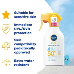 Nivea Kids Sensitive Protect & Play Sun Trigger Spray SPF 50+^ Solbeskyttelse