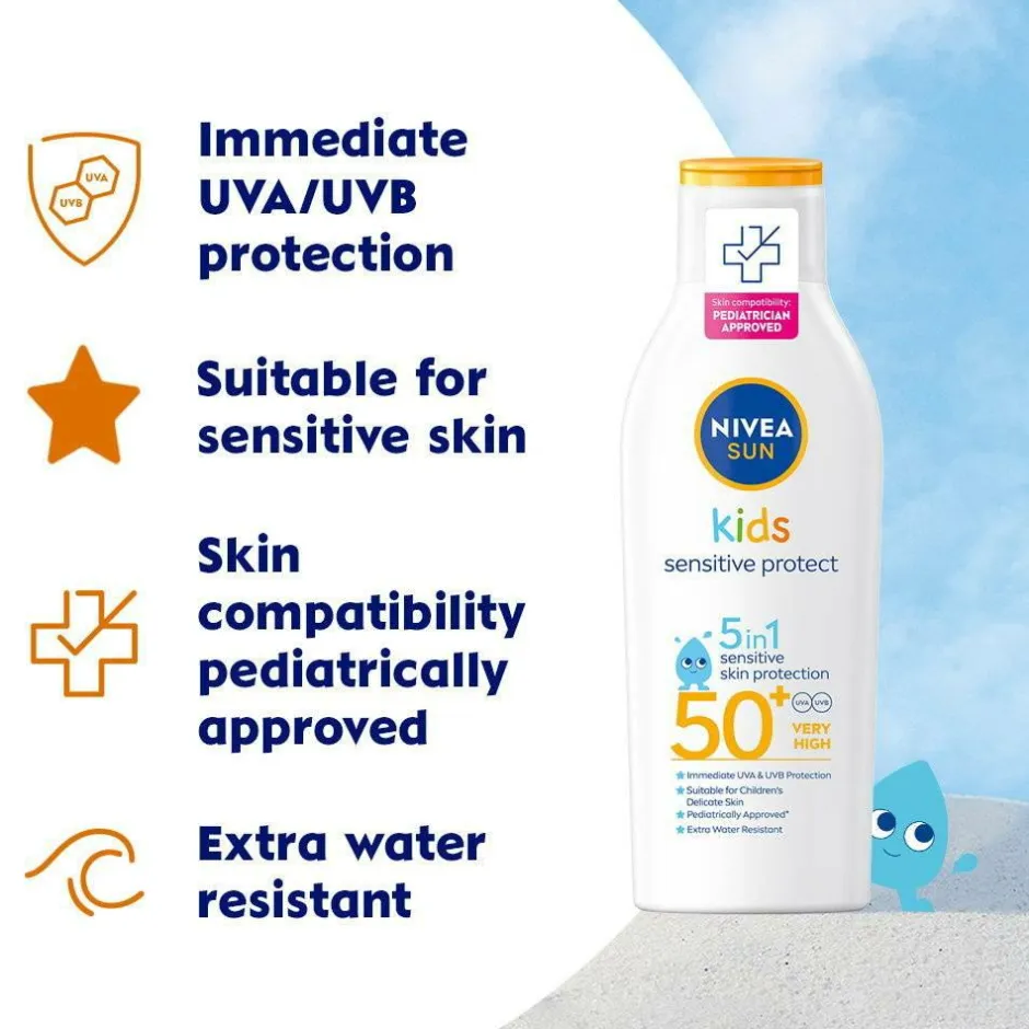 Nivea Kids Sensitive Protect & Play Sun Lotion SPF50+ 200 ml^ Solbeskyttelse