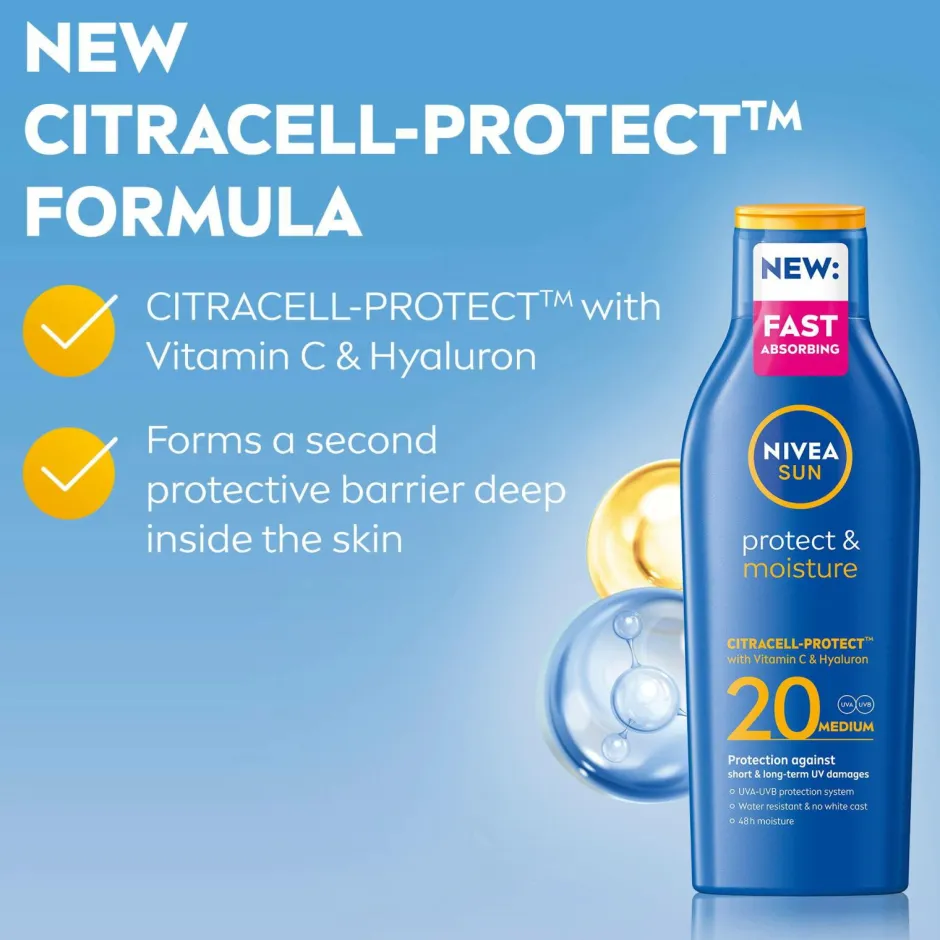 Nivea Protect & Moisture Sun Lotion SPF 20 200 ml^ Kropspleje|Kropspleje