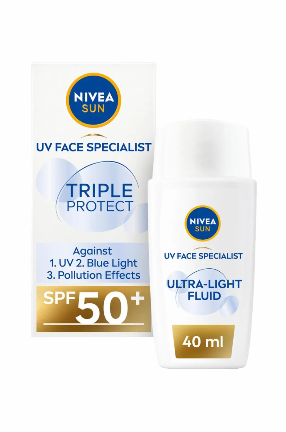 Best Solcreme til ansigtet UV Face Triple Protect Fluid SPF50+ 40 ml SUN Solbeskyttelse