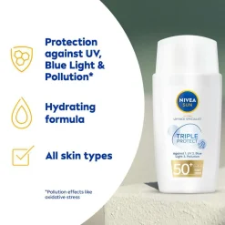 Best Solcreme til ansigtet UV Face Triple Protect Fluid SPF50+ 40 ml SUN Solbeskyttelse