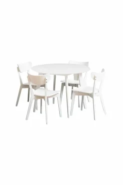 NORDFORM Roxby rundt spisebordssæt med bord og 4 stole, Ø105x76 cm^ Spisegrupper