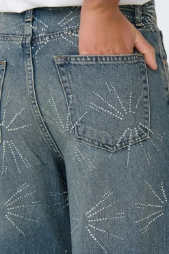 Only Jeans onlHope EX HW Wide Rhinst Dnm Tai D^Dame Jeans
