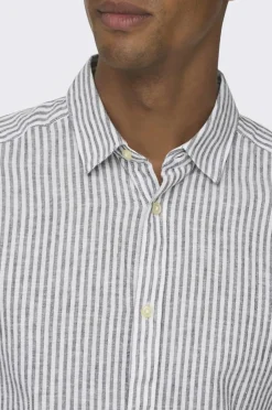 Outlet Skjorte onsCaiden LS Stripe Linen Shirt 660 Skjorter