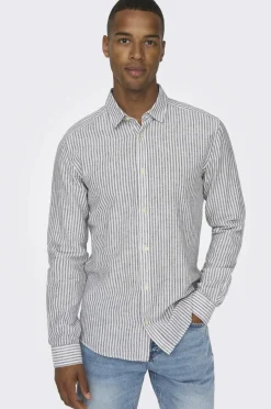 Outlet Skjorte onsCaiden LS Stripe Linen Shirt 660 Skjorter