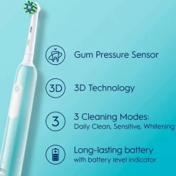 Oral B El-tandbørste Pro1 Turquoise + Ekstra Refill^ Tandpleje
