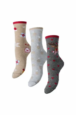pieces Strømper pcJingle Xmas Glitter 3-pak^Dame Strømper