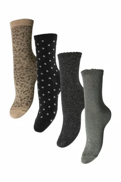 Online Strømper PCsebby Glitter Long 4-pack Dame Strømper