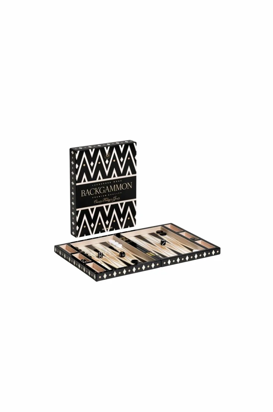 PRINTWORKS Lakeret backgammon, sort^ Pynteting
