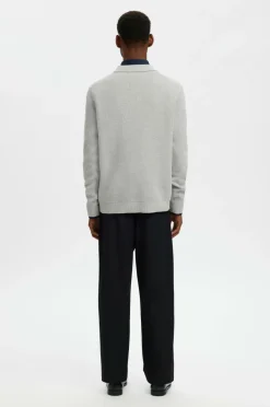Outlet Trøje slhDane LS Knit Struc Half Zip Polo Trøjer