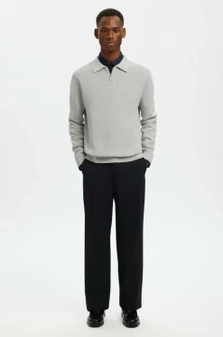 Outlet Trøje slhDane LS Knit Struc Half Zip Polo Trøjer