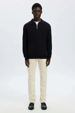 Discount Trøje slhDane LS Knit Struc Half Zip Polo Trøjer