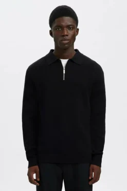 Selected HOMME Trøje slhDane LS Knit Struc Half Zip Polo^ Trøjer