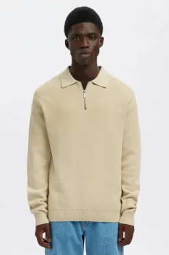 Clearance Trøje slhDane LS Knit Struc Half Zip Polo Trøjer