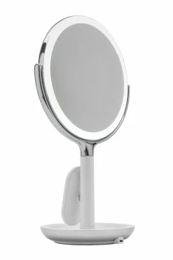 Sharper Image Bathroom Wireless Charger with Mirror Round LED 8 inch^ Makeup-Tilbehør