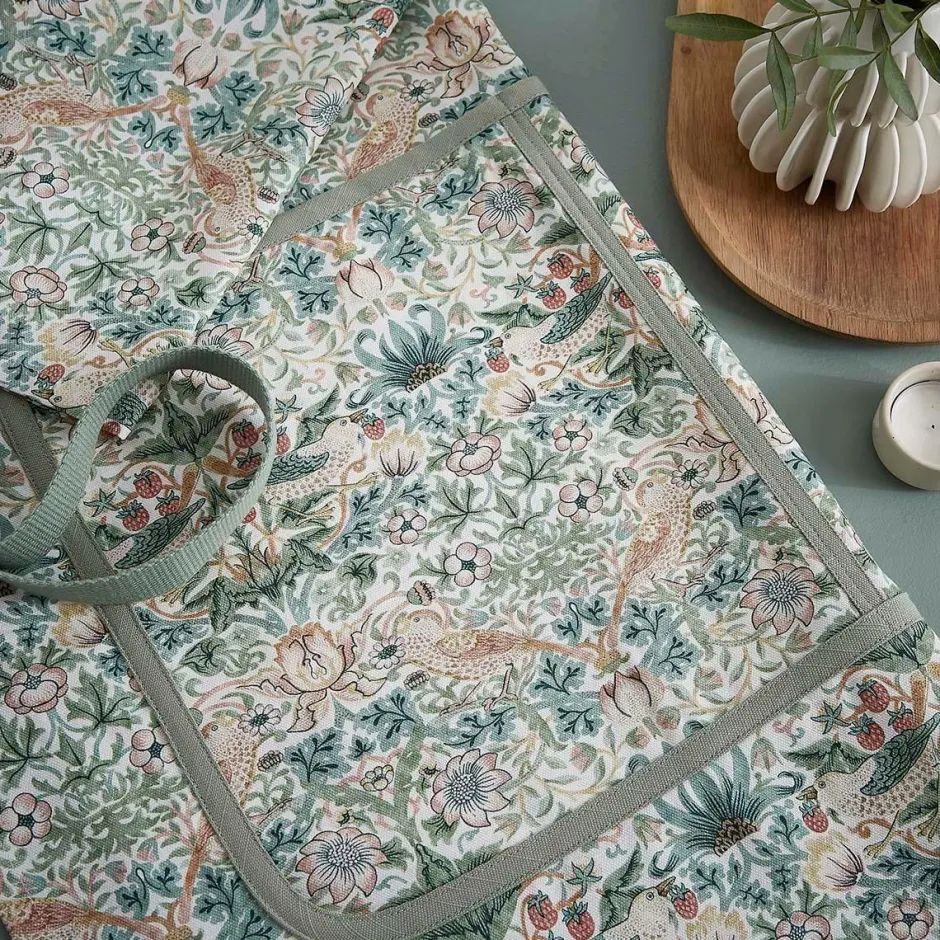 Spode Forklæde Morris & Co Strawberry Thief Cochineal /Willow^ Køkkentekstiler