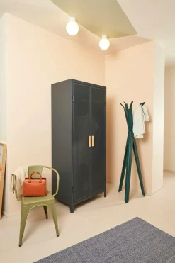New Garderobeskab B2 Perforated Locker Wardrobe Painted with PEFC Oak Handles Garderobeskabe