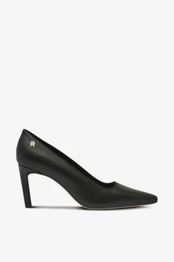 Tommy Hilfiger Højhælet sko TH Logo Leather Pump Slanted HL^Dame Højhælede Sko