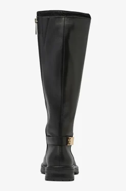 Tommy Hilfiger Støvler TH Logo Leather Long Boot^Dame Støvler