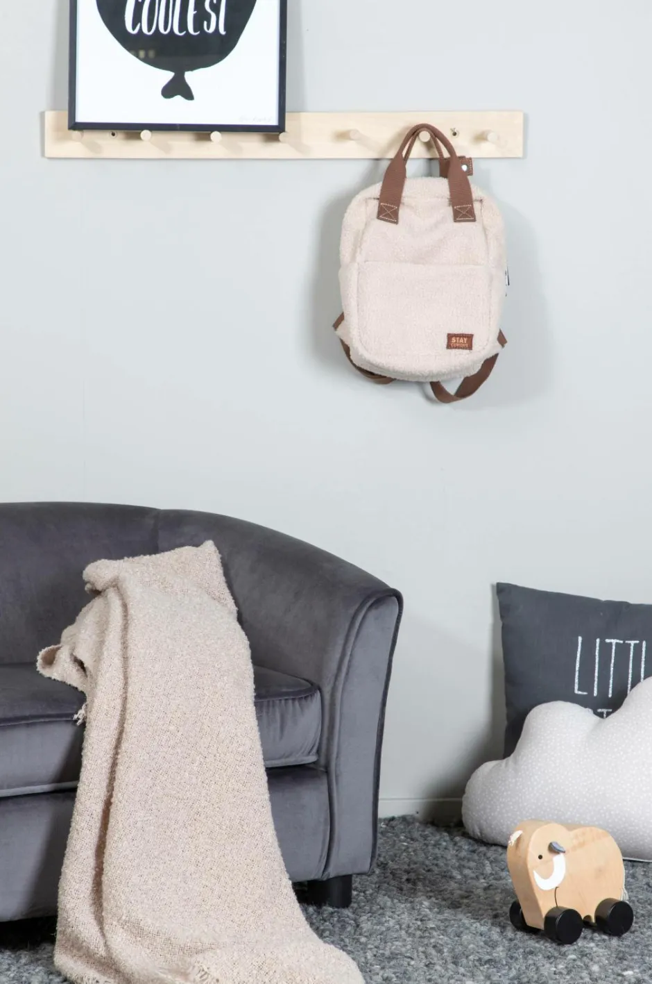 Venture Home Måna Kids Sofa - Black / Dark Grey Velvet^Børn Børnemøbler