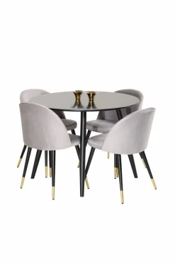 Sale Spisebordssæt Plaza med 4 stole Velvet Spisegrupper