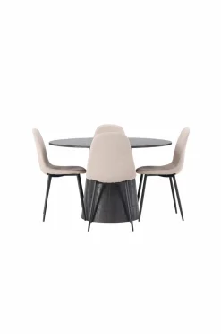 Discount Spisegruppe Lanzo med 4 stole Polar Spisegrupper