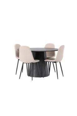 Discount Spisegruppe Lanzo med 4 stole Polar Spisegrupper