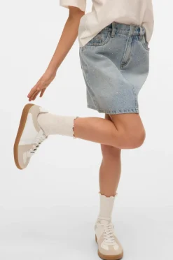 Vero Moda Girl Cowboynederdel vmBling MR Short Rhines Denim Skirt^Børn Nederdele