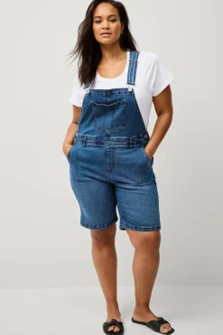 Zizzi Denimshorts jEvlia Dungaree Shorts^Dame Jumpsuits & Buksedragter
