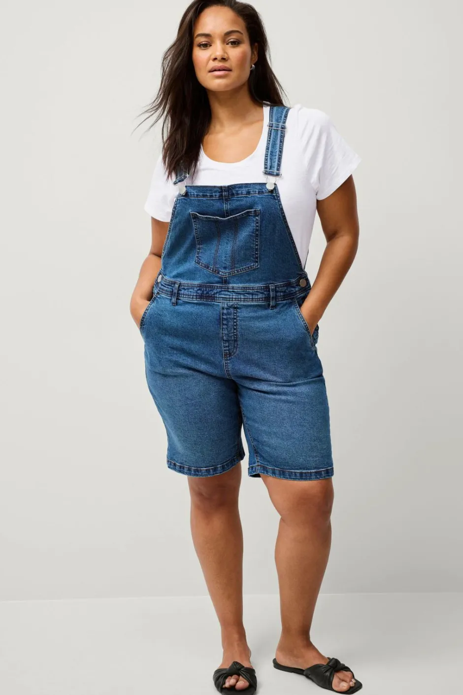 Zizzi Denimshorts jEvlia Dungaree Shorts^Dame Jumpsuits & Buksedragter