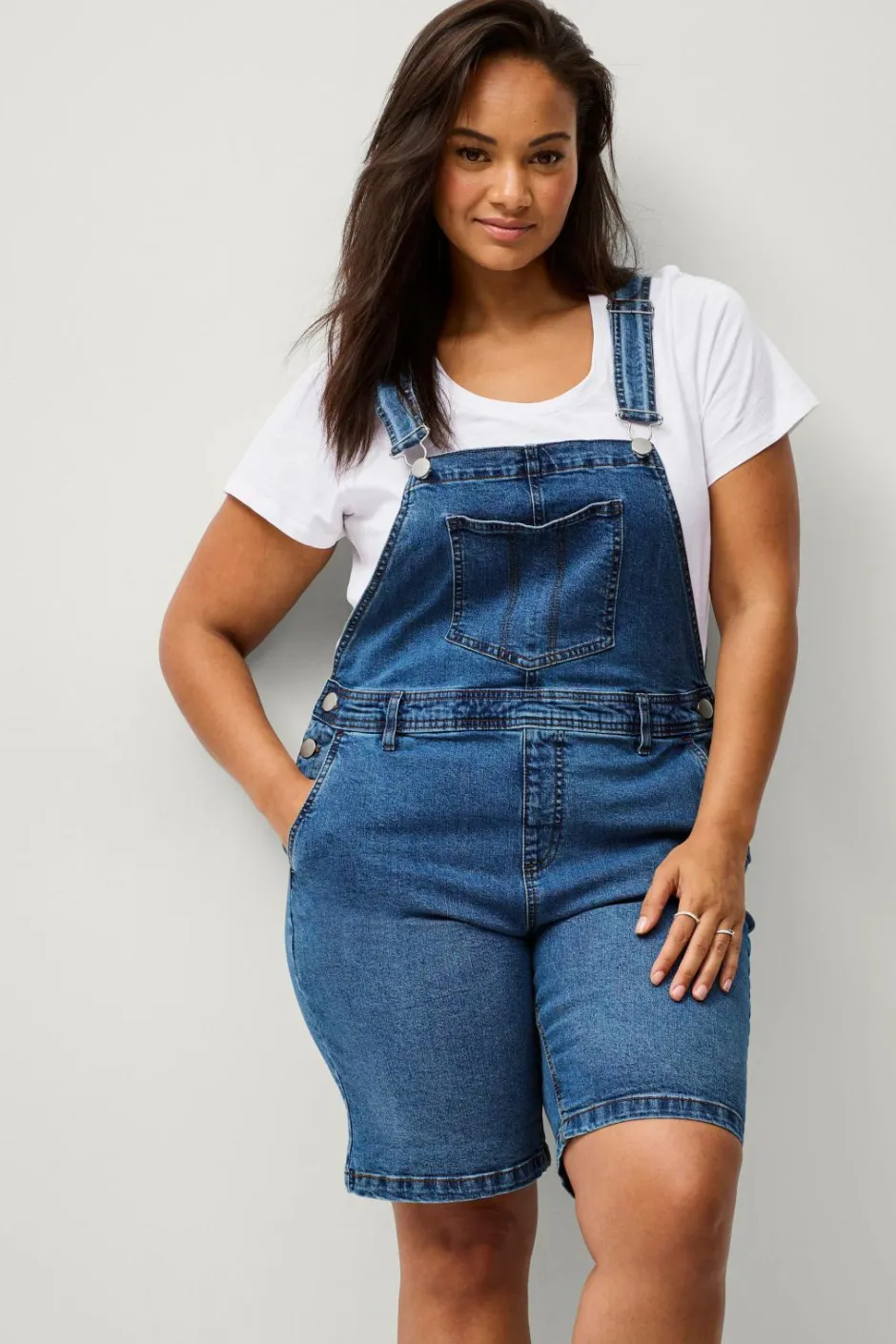 Zizzi Denimshorts jEvlia Dungaree Shorts^Dame Jumpsuits & Buksedragter