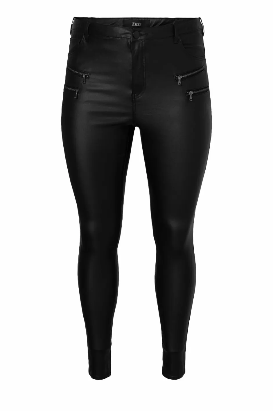 Zizzi Jeans mJoy Coated Zip Amy Pants^Dame Jeans