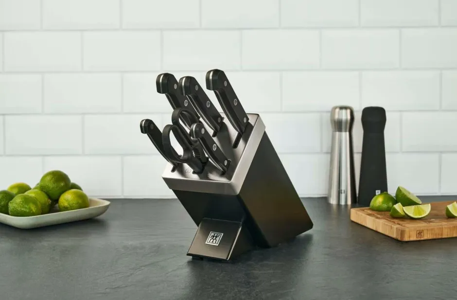 Clearance Knivsæt med selvslibende knivblok Gourmet 7 dele Køkkenknive & Knivtilbehør