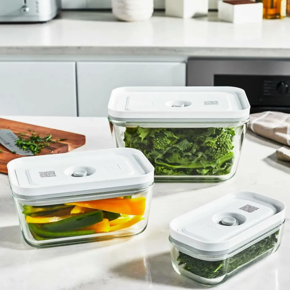 New Vakuumbeholdersæt Fresh & Save 3 stk. S, M og L Glas Køkkenopbevaring